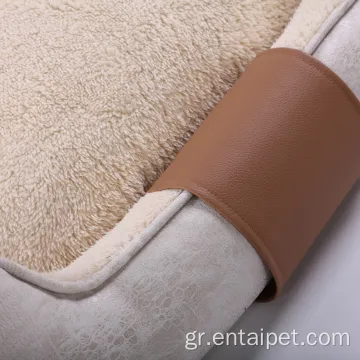 Πολυτελή πολυτελή βελούδο άνετο κρεβάτι σκυλιών ορθογώνιο ενίσχυση